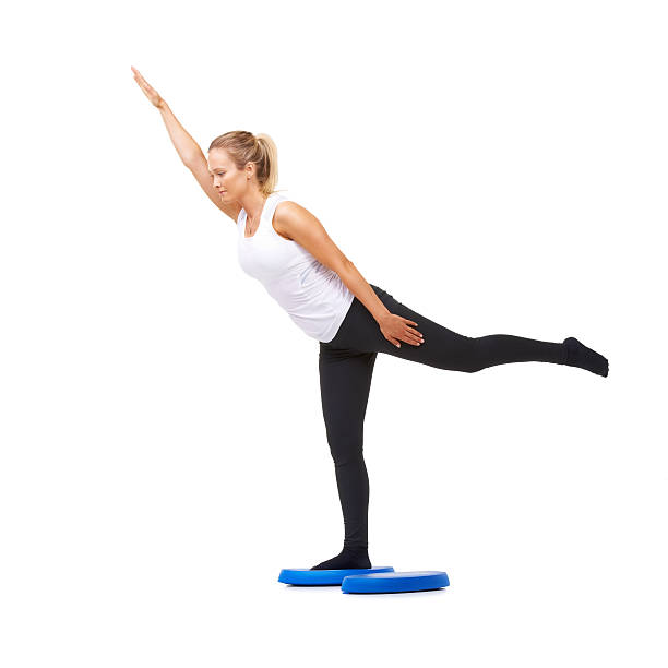 Single-leg balance exercise demonstrating hip stabiliser activation