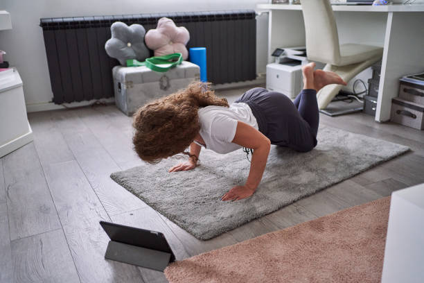 Person enjoying a morning bodyweight stretch routine at home